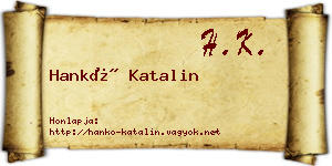 Hankó Katalin névjegykártya